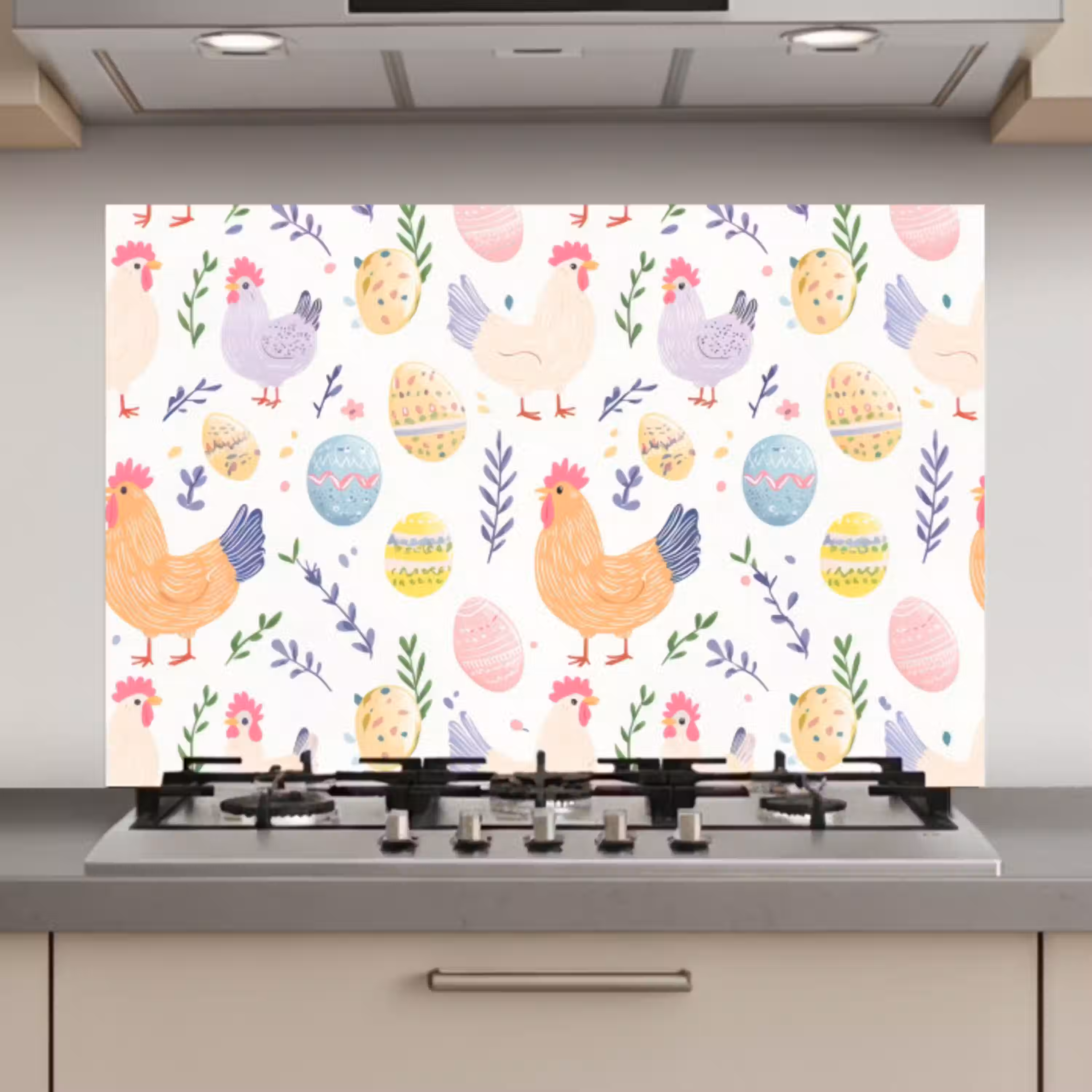 Patroon - Kip - Paaseieren keuken achterwand spatscherm klein -3d_website