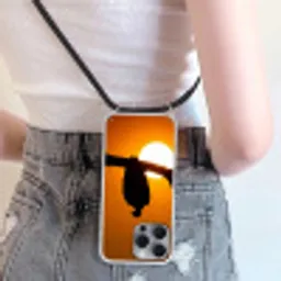 Gier - Tak - Zon - Oranje Hoesje iPhone 16 Pro Max met koord klein -sfeer5