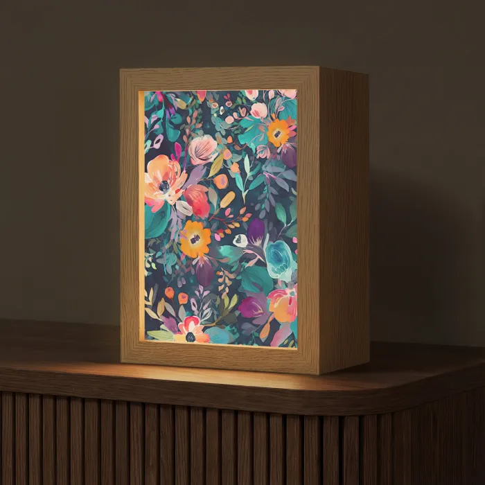 Kleurrijk - Bloemen - Kunst - Natuur - Hippie Light Box met kabel (Tafellamp) klein -z3d_website