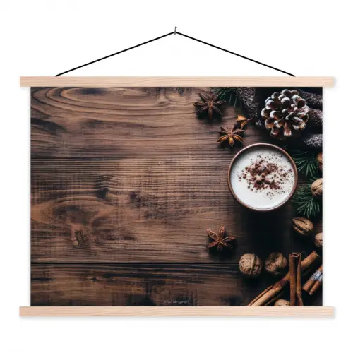 Winter - Houtlook - Stilleven textielposter latten blank klein -3d