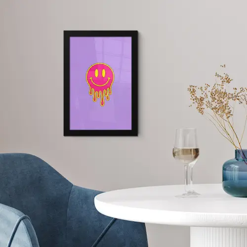 Smiley - Drip - Neon fotolijst zwart zonder passe partout klein -sfeer4