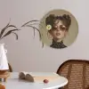 Vrouw - Beige - Bloem - Modern - Portret Akoestische PET Vilt - Rond klein -sfeer3