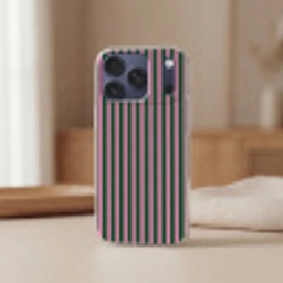Verticale strepen - Groen - Roze Telefoonhoesje iPhone 17 Pro klein 878 -sfeer2