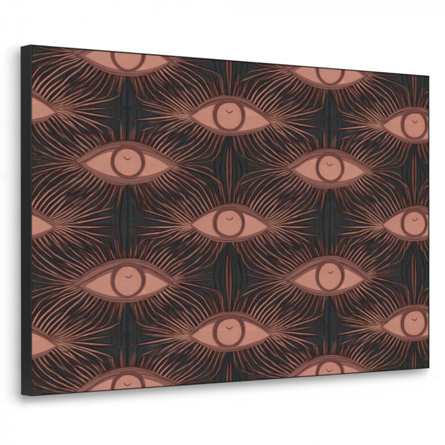 Boheems - Oog - Bruin Textielframe zwart klein 947 -3d