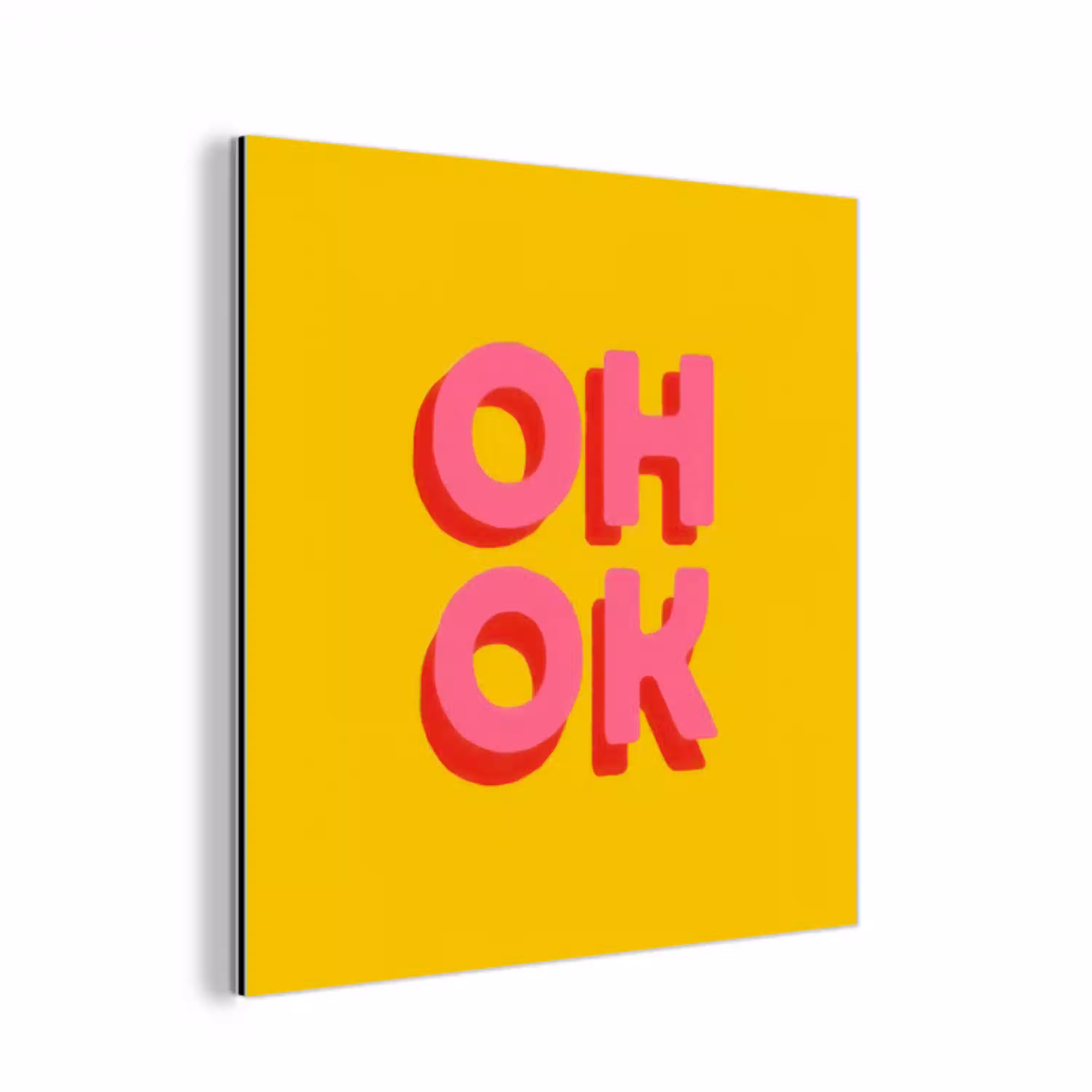 Oh ok - 3D - Geel - Roze aluminium wit klein -3d
