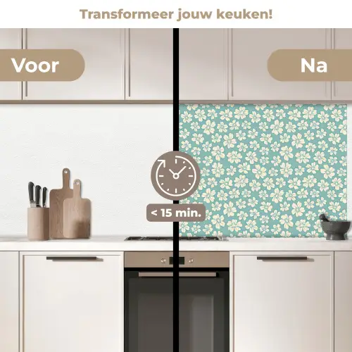 Bloemen - Wit - Vintage - Patronen keuken achterwand 2 middel 871 -voor-na2_NL