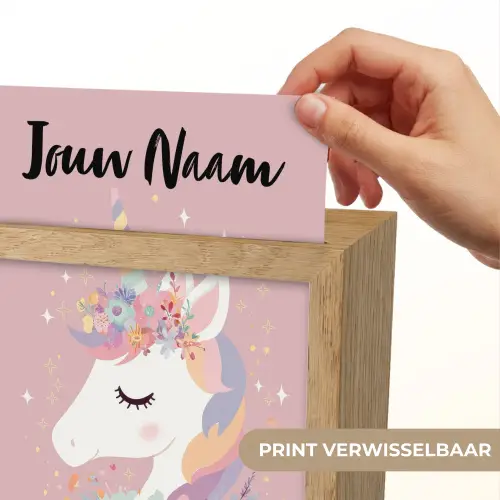 Eenhoorn - Roze - Bloemen Light Box met kabel (Kinderlampje) klein -USP_websiteprintNL
