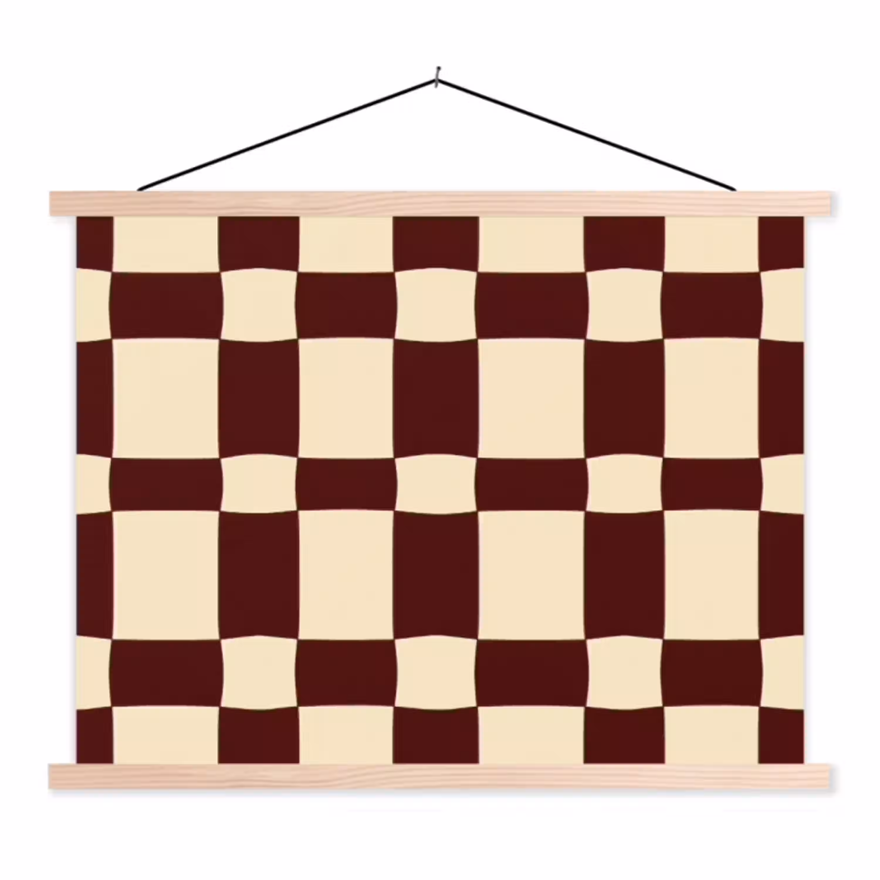 Retro - Patroon - Bruin textielposter latten blank klein 122 -3d
