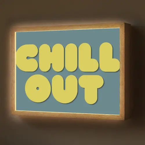 Chill out - Geel - Blauw Light Box met batterij (Wandlamp) middel -z3d_website