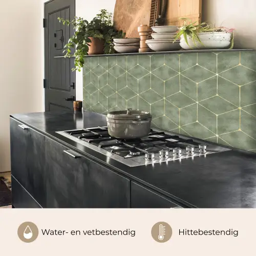 Subtiel - Geometrisch - Goud - Groen keuken achterwand 2 middel 871 -usp_NL