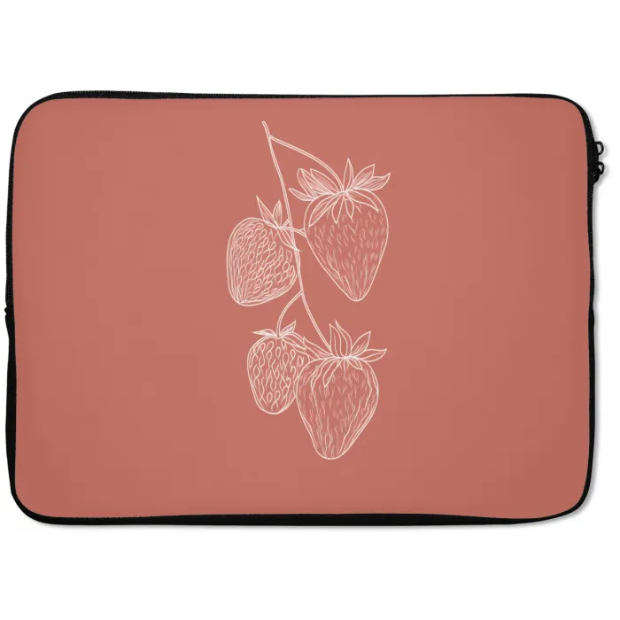 Minimalistisch - Illustratie - Aardbei - Tak laptophoes neopreen klein -zkaufland3dotto