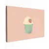 Bakje - Ijs - Aardbei - Roze Tuinposter op houten frame 2 cm dik klein -3d