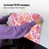Bloemenpatroon - Roze - Oranje - Bloemen Inductie beschemer met haakjes klein -ky-ophangen-nl