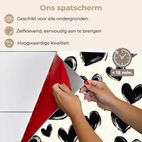 Hartjes - Patroon - Zwart keuken achterwand spatscherm klein 900 -spatscherm_NL