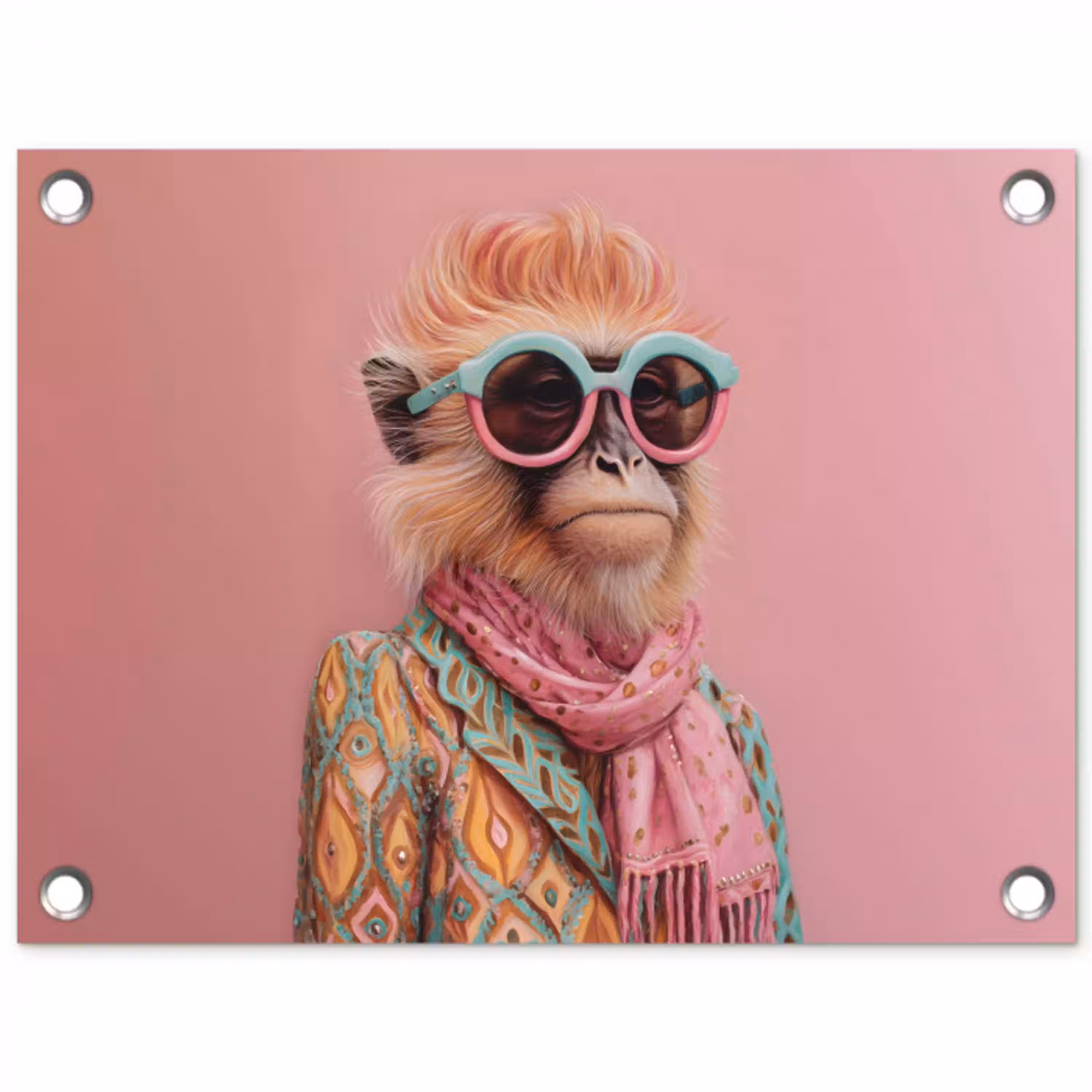 Sjaal - Aap - Zonnebril - Jasje tuinposter los doek klein -3d