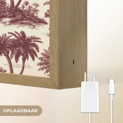 Tropisch - Geometrisch - Bordeauxrood Light Box met batterij (Wandlamp) middel 907 -USP_websiteoplaadbaarNL