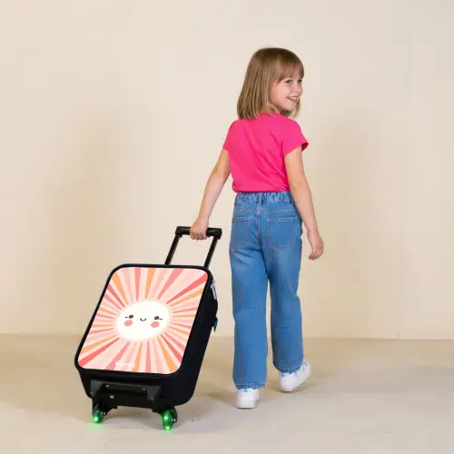 Ronde zon met gezicht Kinderkoffer - Zwart klein -sfeer1