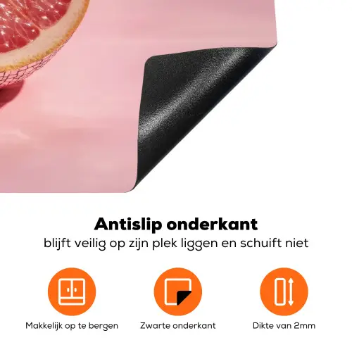Grapefruit - Roze - Disco - Shiny Inductie beschermer vinyl 3mm klein -zzzzzzz-td-onderkant