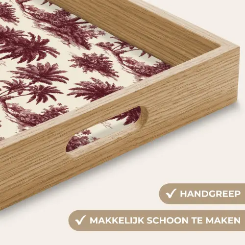 Tropisch - Geometrisch - Bordeauxrood Dienblad Rechthoek middel 911 -USP_HandgreepNL