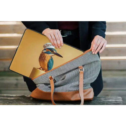 Ijsvogel - Pilaar - Koksmuts - Vogel laptophoes neopreen klein -tas