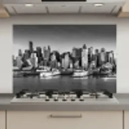 Skyline - Stad - Wolkenkrabbers - Zwart - Wit keuken achterwand spatscherm klein -3d_website