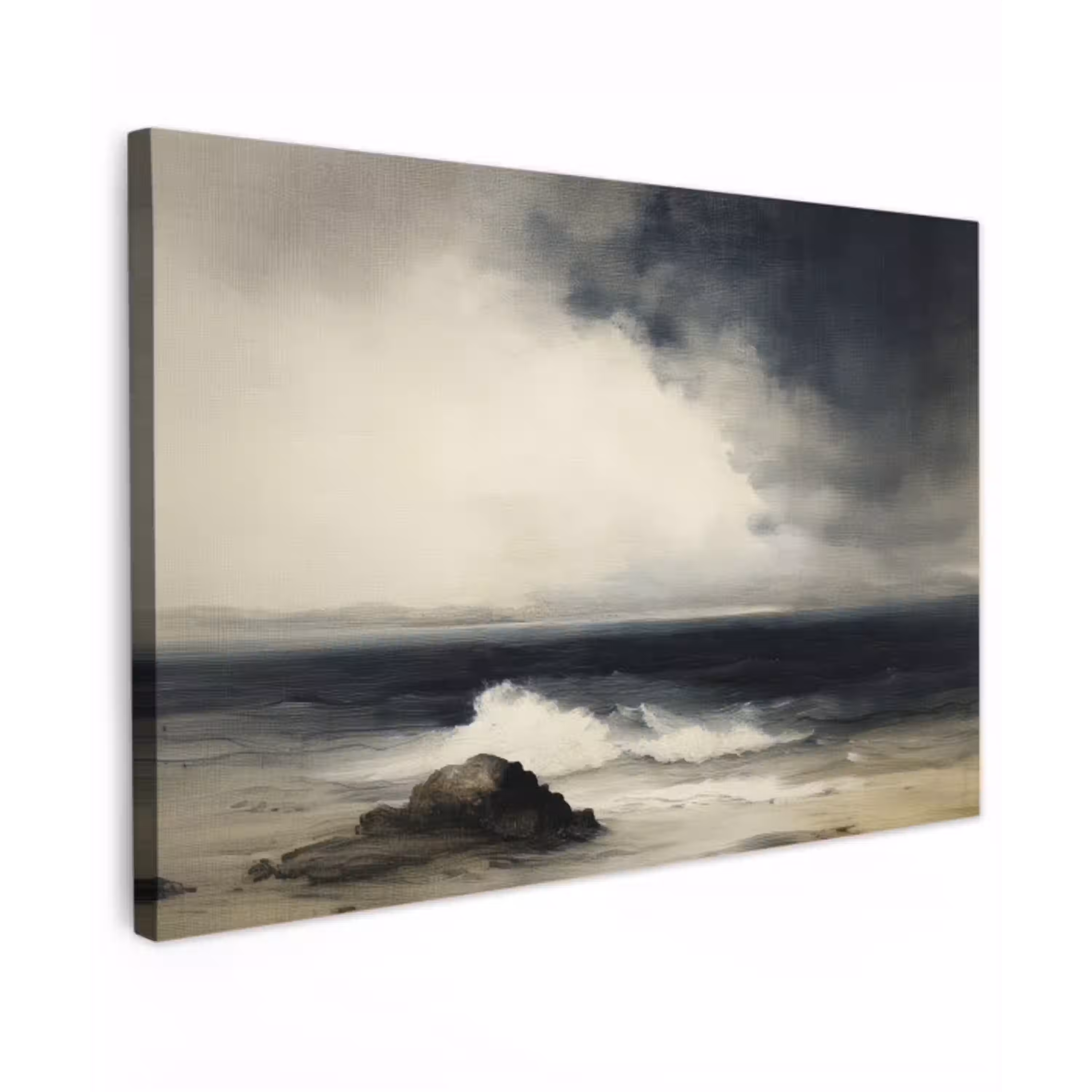 Zee - Rotsen - Storm Tuinposter op houten frame 2 cm dik klein -3d