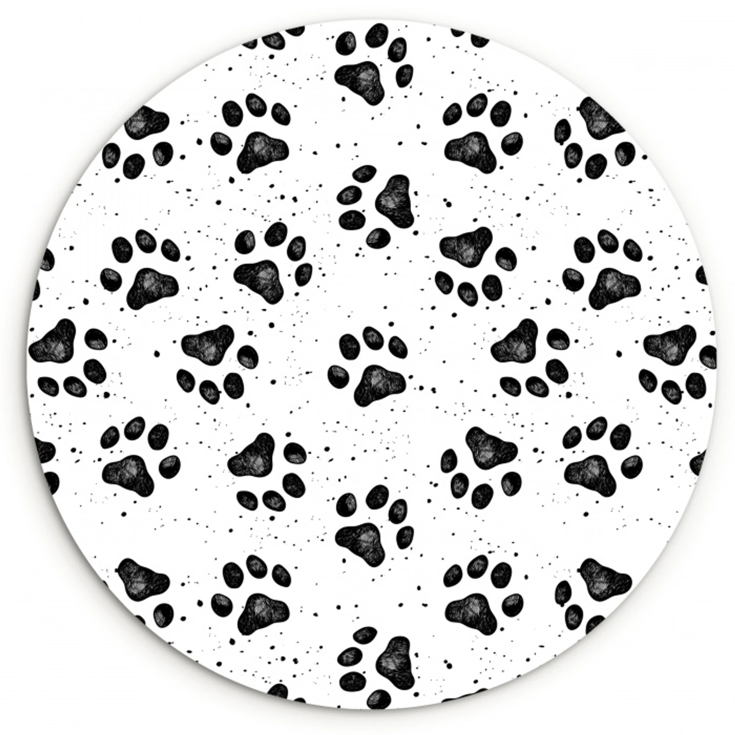 Paw - Pattern -Black Wandcirkel kunststof plaat 5mm dik klein 188 -3d