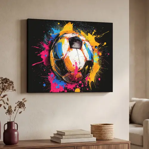 Graffiti - Sport - Voetbal - Verf - Bal Textielframe zwart klein -sfeer3