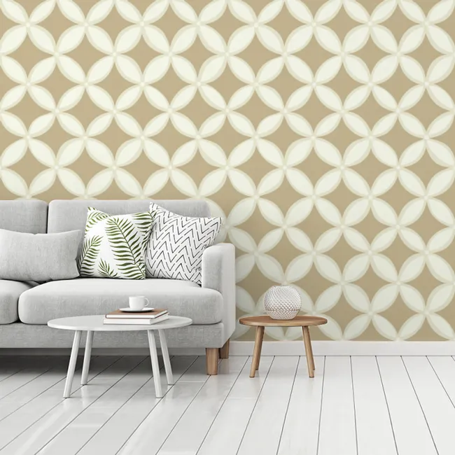 Behang - Symmetrisch - Motief - Beige