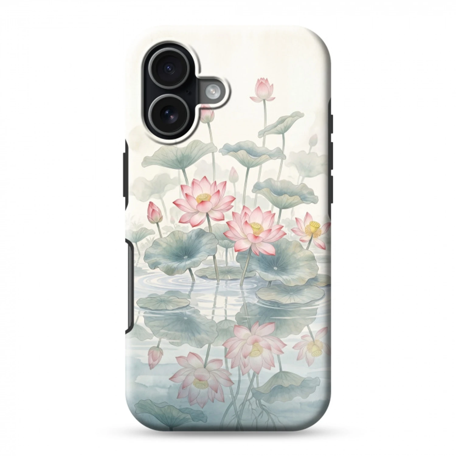 Aquarel - Lotusbloemen - Kleurrijk Toughcase MagSafe Apple iPhone 17 klein -3d