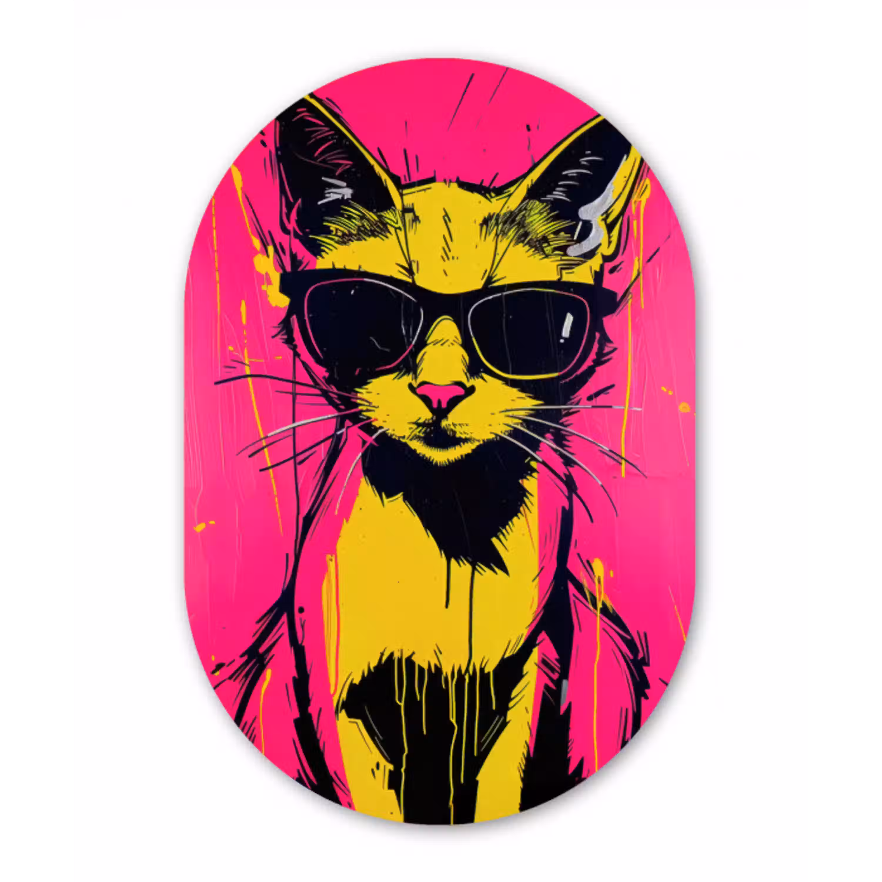 Kat - Art - Zonnebril - Roze Wandcirkel Ovaal Glas middel -3d