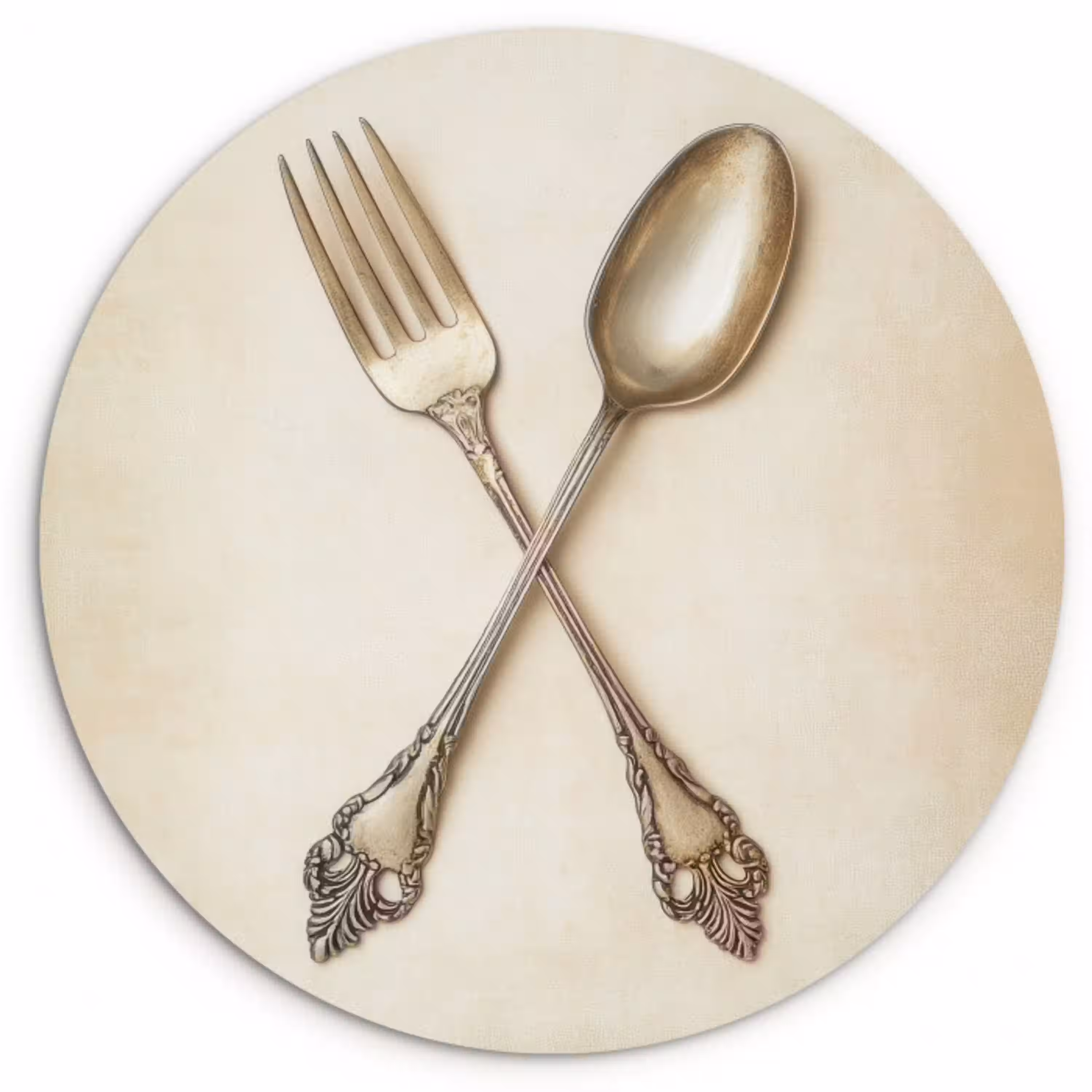 Beige - Vintage - Bestek Wandcirkel plexiglas klein -3d