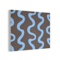 Kronkelende lijnen - Blauw - Bruin - Minimalistisch PET vilt klein 837 -3d