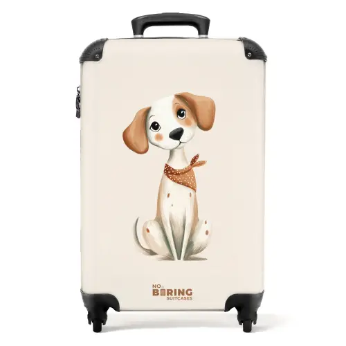 Bruin gevlekte pup op een beige achtergrond NBS - Handbagage koffer - Volwassenen Unisex middel -productfoto_recht
