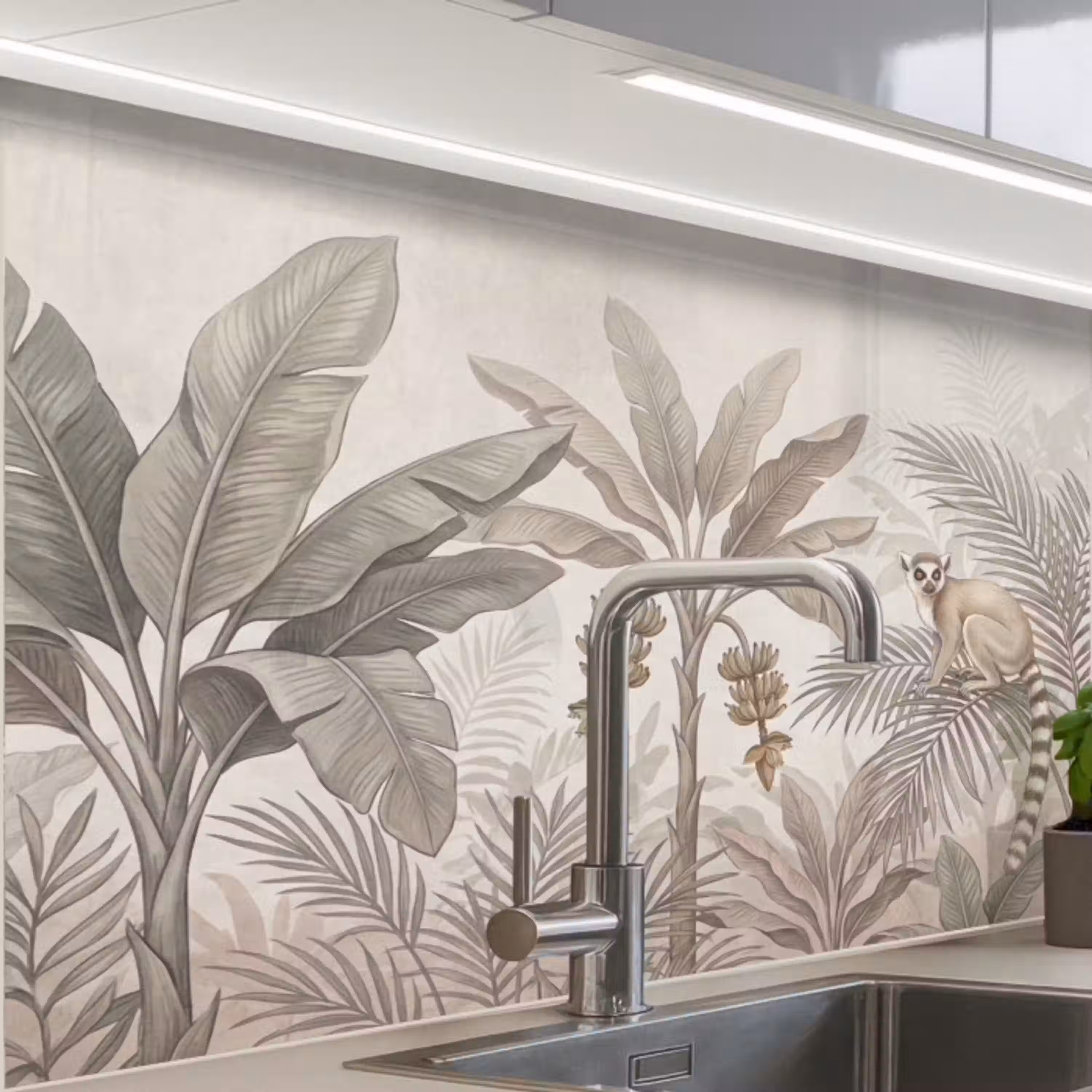 Natuur - Jungle - Ringstaartmaki - Bruin keuken achterwand 2 middel -zzzz3d_schuin