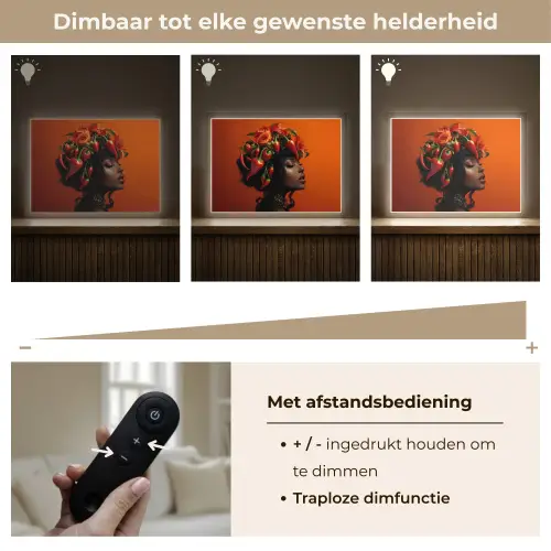 Vrouw - Chilipepers - Pepers - Bloemen Light Box met batterij (Wandlamp) middel -USP_dimbaarNL