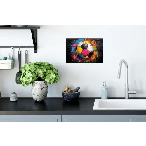 Graffiti - Voetbal - Muur - Street art - Sport Muursticker klein -keuken