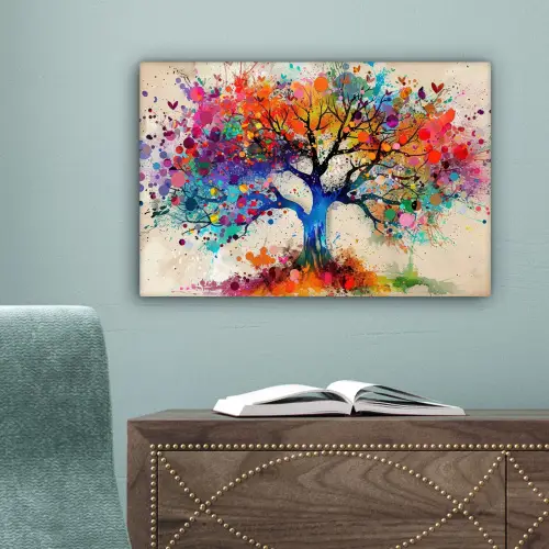 Levensboom - Natuur - Kleurrijk - Boom canvas 2cm klein -sfeer4