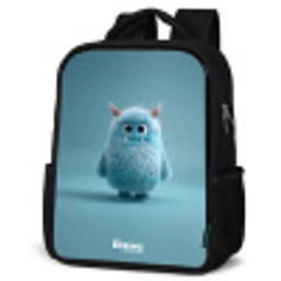 Blauw pluizig monster met hoorns Rugzak - Zwart middel -schuin