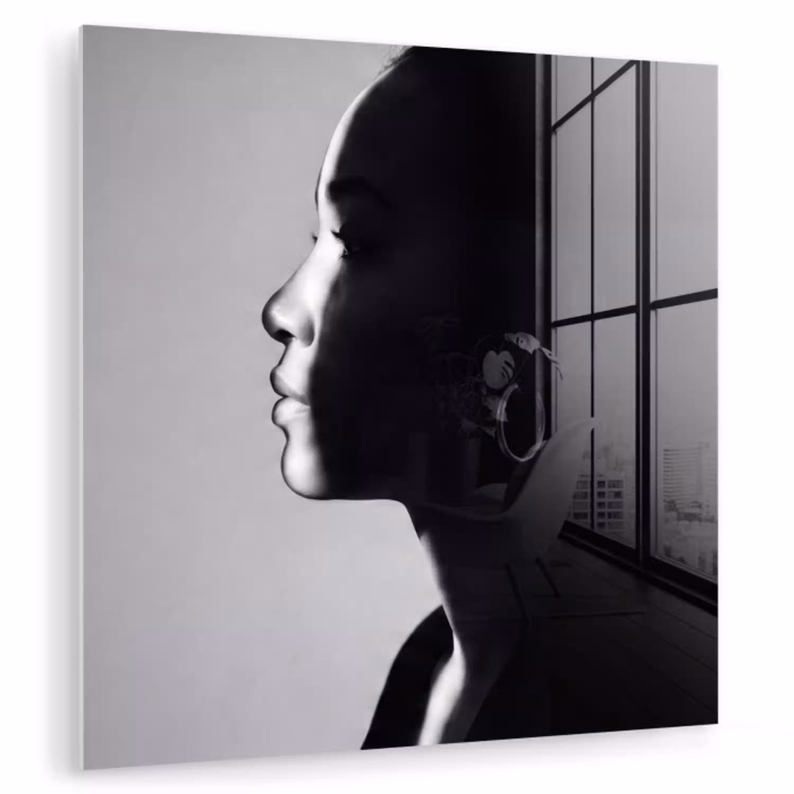 Vrouw - Profiel - Mensen - Zwart-wit plexiglas 5mm klein -zzzproduct_nieuw
