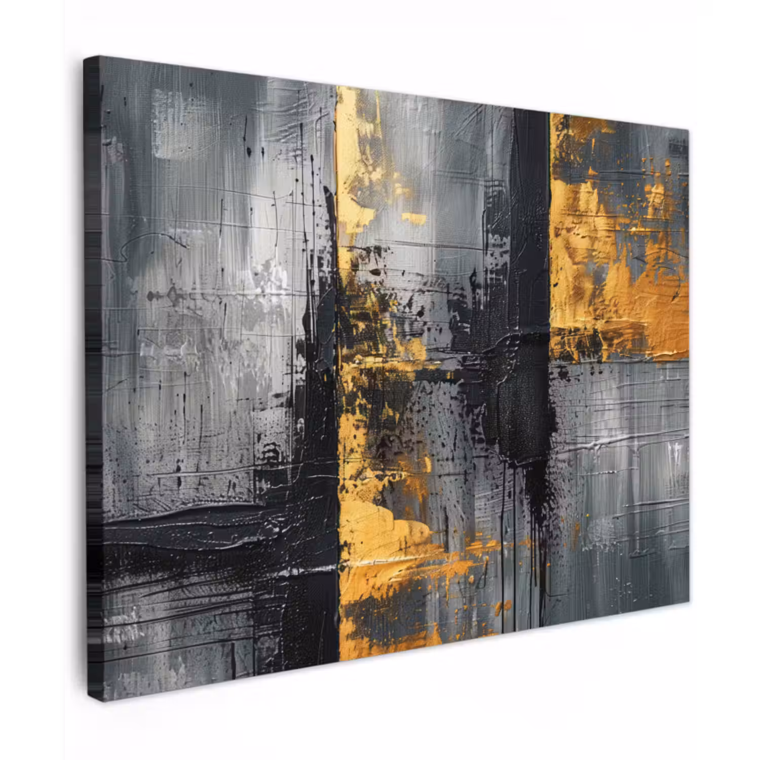 Canvas schilderij - Modern - Kunst - Goud - Zwart - Luxe