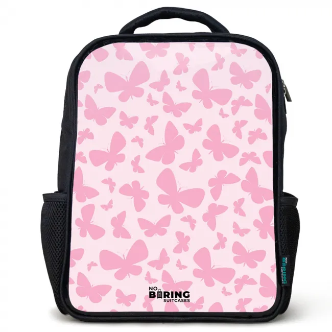 Roze vlinders Rugzak - Zwart middel -3d