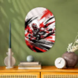 Kart - Coureur - Snelheid - Rood Wandcirkel Ovaal Forex klein -sfeer2