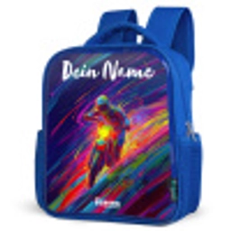 Crossmotor - Neonkleuren - Lijnen - Helm Kinderrugzak - Blauw middel -schuin