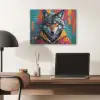 Graffiti - Wolf - Street art - Blauw PET vilt klein -sfeer5