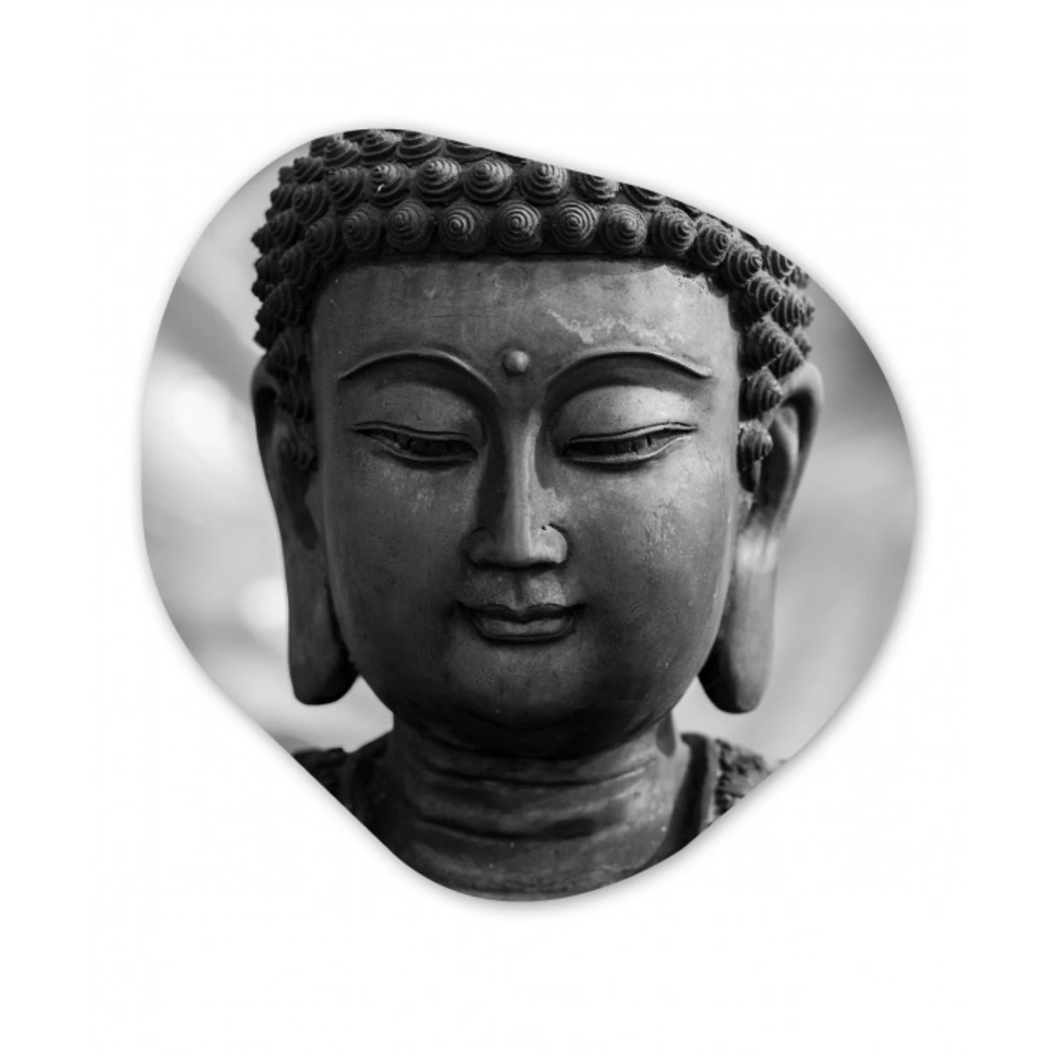 Boeddha - Grijs - Spiritualiteit - Buddha beeld - Religie Wandcirkel Organisch Forex 3mm klein -3d