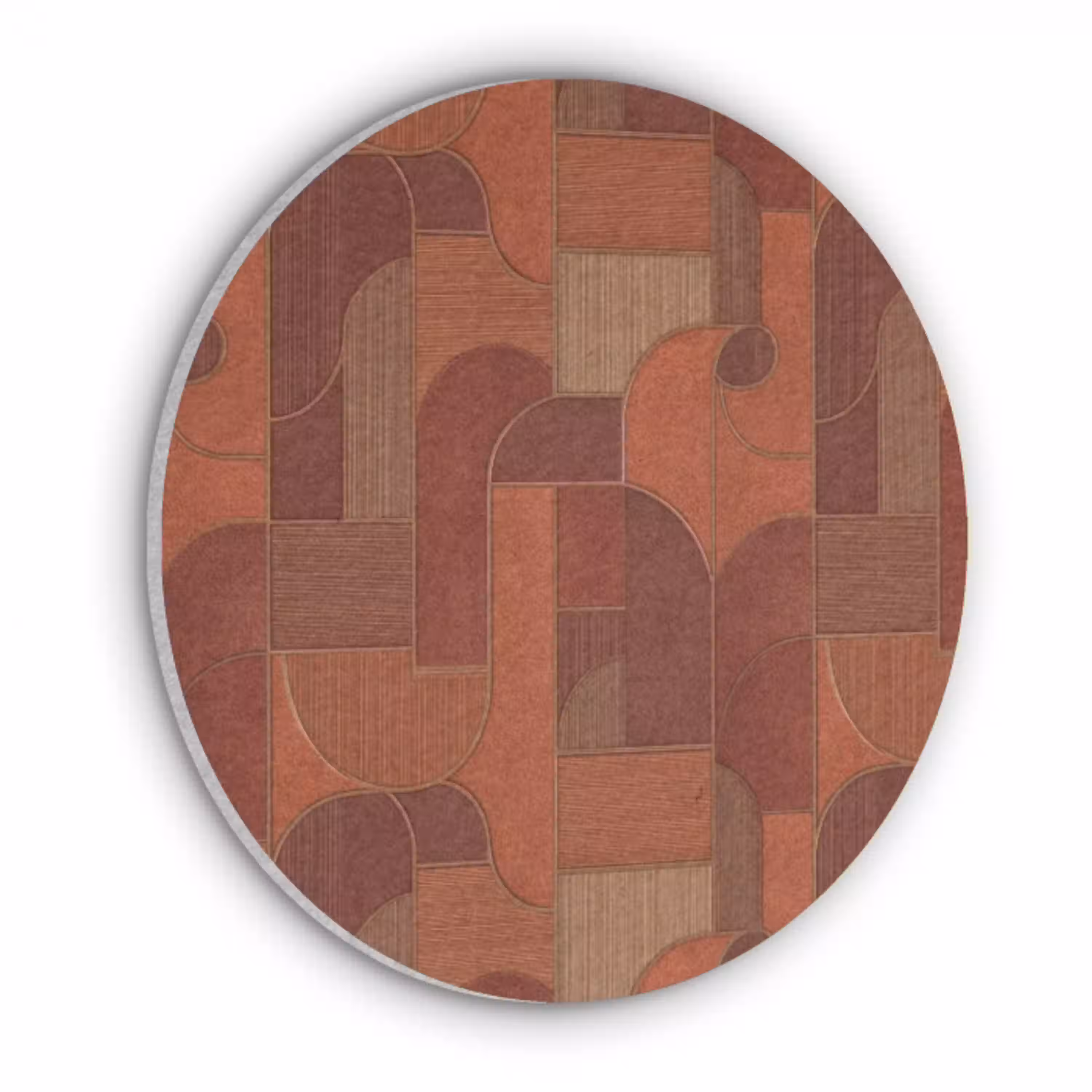 Geometrisch - Abstract - Textuur - Bruin Akoestische PET Vilt - Rond klein 838 -3d