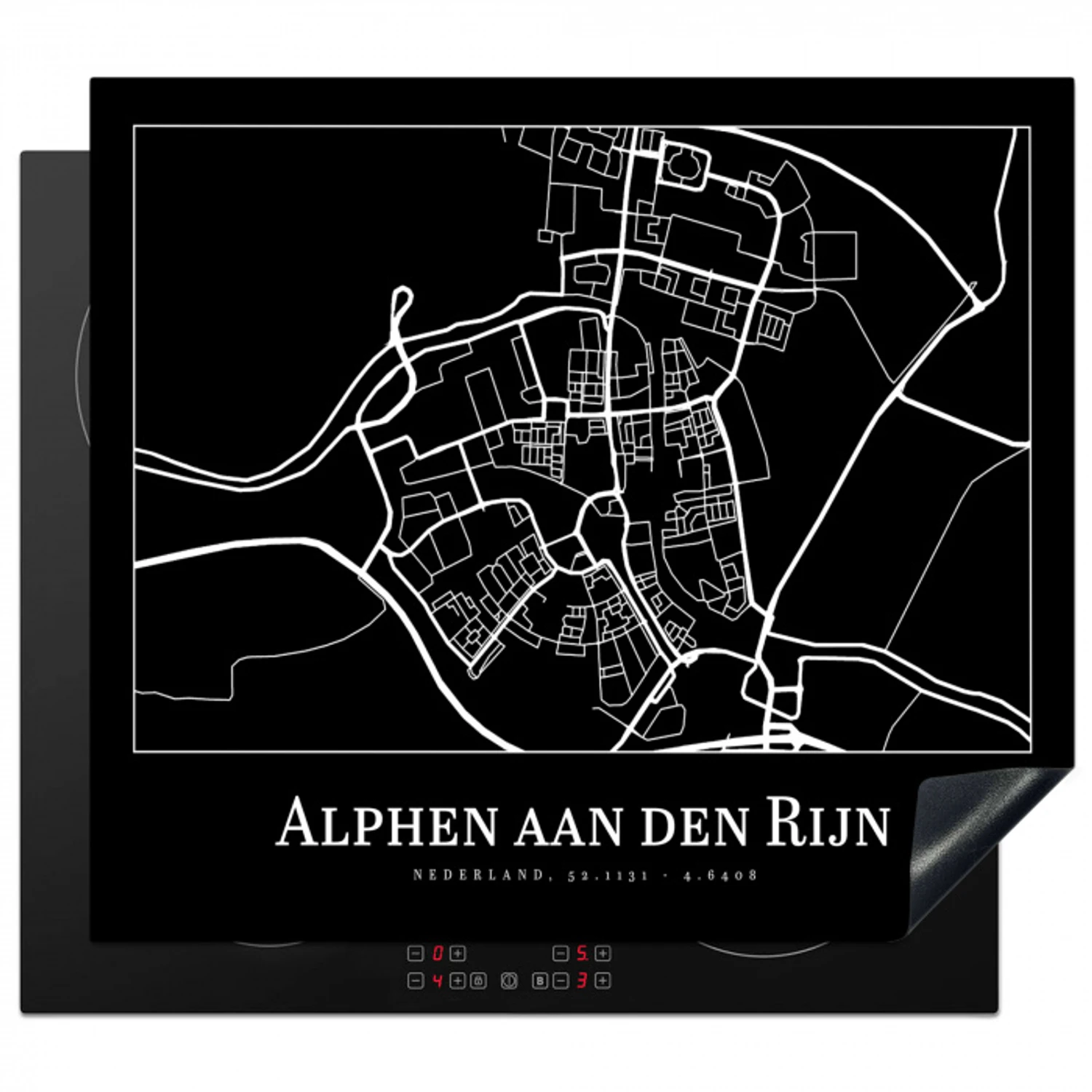 Kaart - Stadskaart - Alphen aan den Rijn - Plattegrond Inductie beschermer vinyl 3mm middel -3d