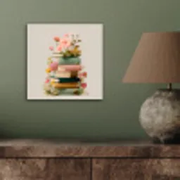 Boeken - Stapel - Bloemen - Kleurrijk aluminium wit klein -sfeer2