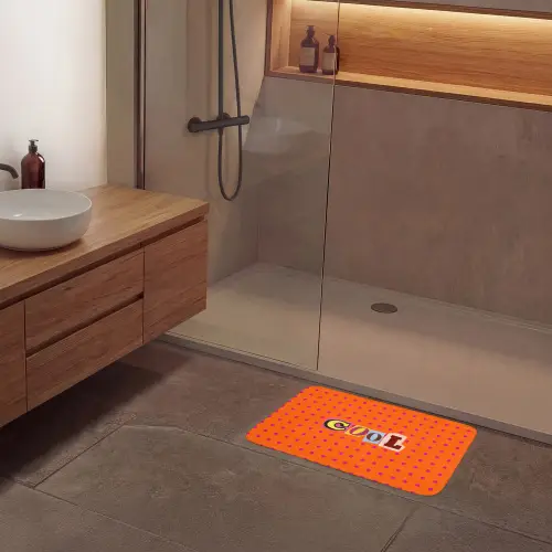 Cool - Stippen - Oranje Badmat klein -sfeer2